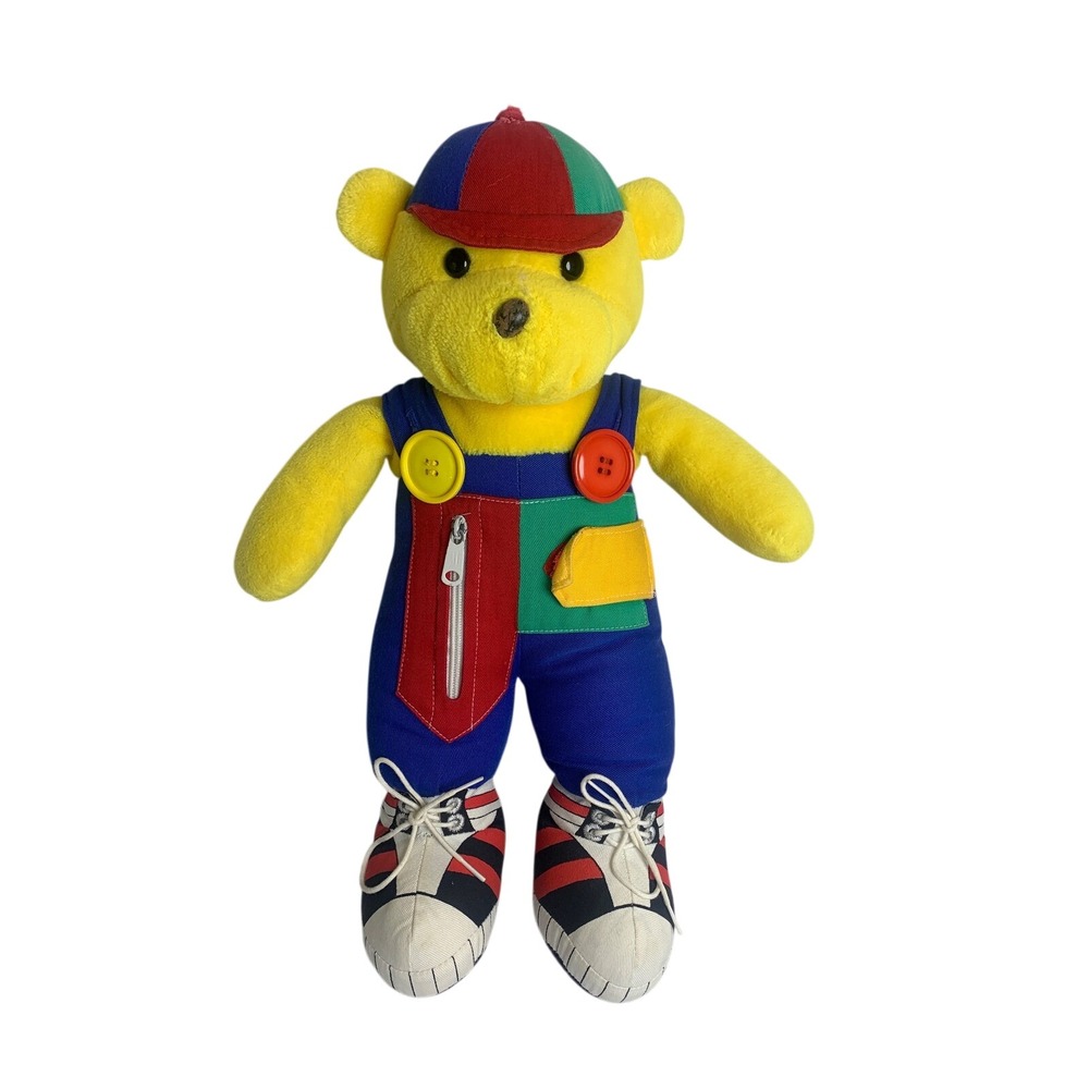 Vintage Dress Me Teddy Bear‎ Plush Learning Toy Zipper Buttons Buckle Laces 16"